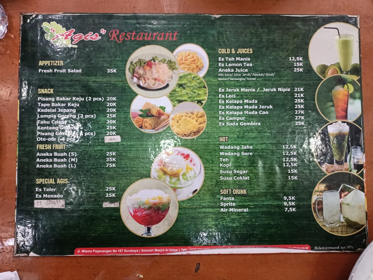 Agis Restaurant Menu - Image 1